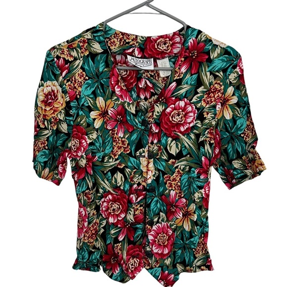 Retro Vintage Floral Button-Up Blouse 80’s - Picture 2 of 6